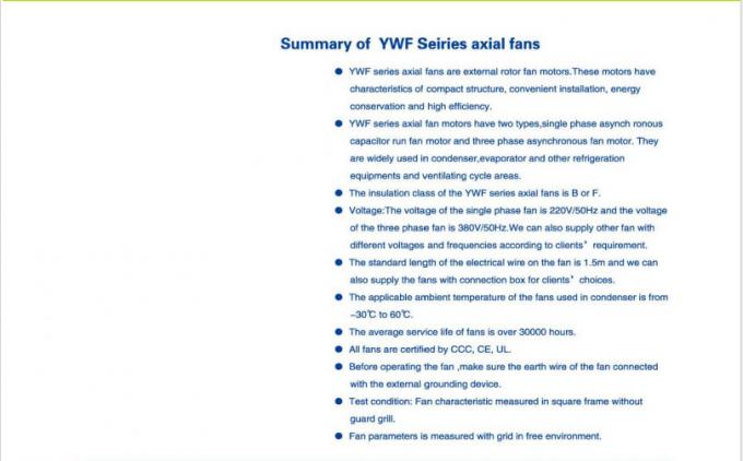 YWF-serie 200 tot 630 mm koelruimte Ventilator Blade Motor Condensator Verdamper Ventilator Fabrikant Externe rotor Axial Flow Ventilator 6