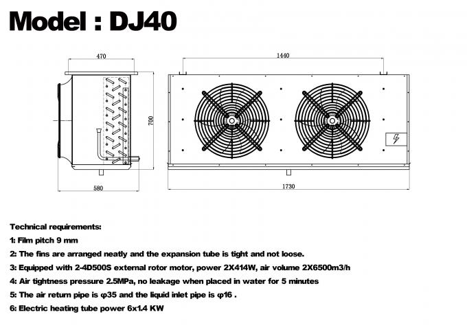 DJ-serie DJ100 enkele unit koeler CE-gecertificeerde koelopslag speciale luchtkoeler verdamper plafondverdamper koelapparatuur fabrikant, koelfabriek, gekoelde koelopslag 6