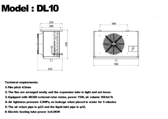 DL-serie DL22-eenheidkoeler CE-certificering aangepaste luchtkoeler 3HP koelopslag verdamper plafondverdamper, geschikt voor koeling in magazijnen, koelopslagkamers, groentenkoelopslag 1