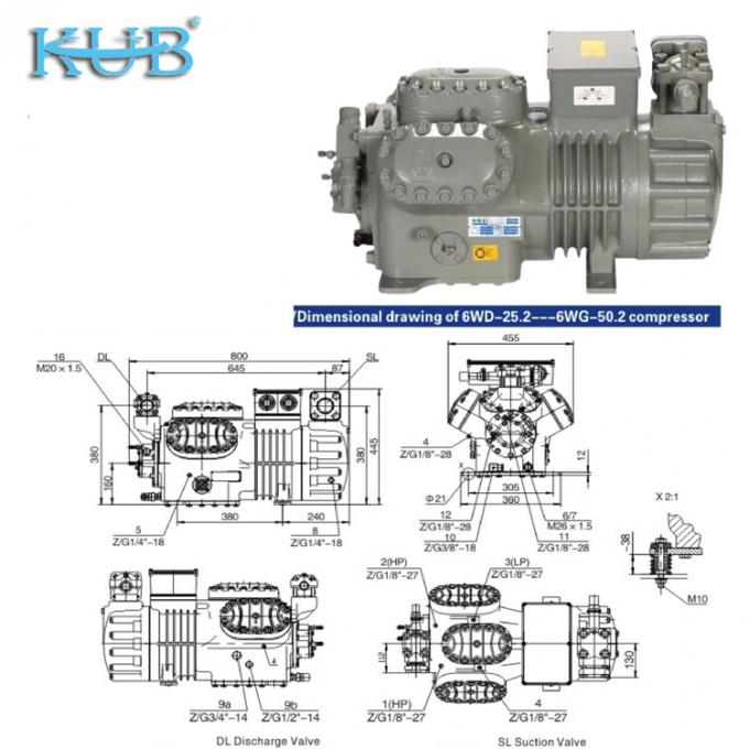2 tot 50 pk Made in China Ondersteuning van gepersonaliseerde goedkope koelcompressor, semi-hermetische zuigercompressor, koelcompressor, koelsysteem, industriële koelcompressor 7