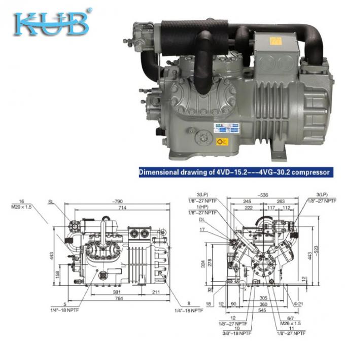 2 tot 50 pk Made in China Ondersteuning van gepersonaliseerde goedkope koelcompressor, semi-hermetische zuigercompressor, koelcompressor, koelsysteem, industriële koelcompressor 8