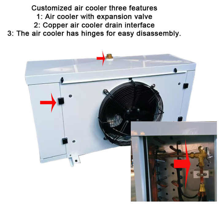 DD12 Hydrofiele aluminium vinnen luchtkoeler verdamper spoel met scharnieren Verdamper met expansie klep verdamper voor koelkamer