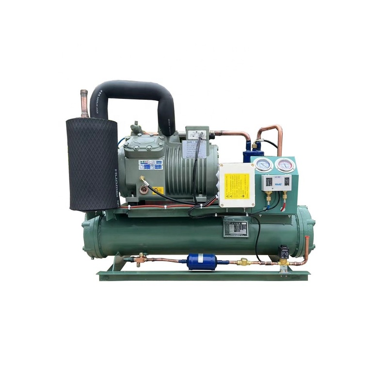 5HP Watergekoelde Condensatie-unit met Shell-and-Tube Zeewatercondensor voor Koelcel 220V 3PH 60HZ