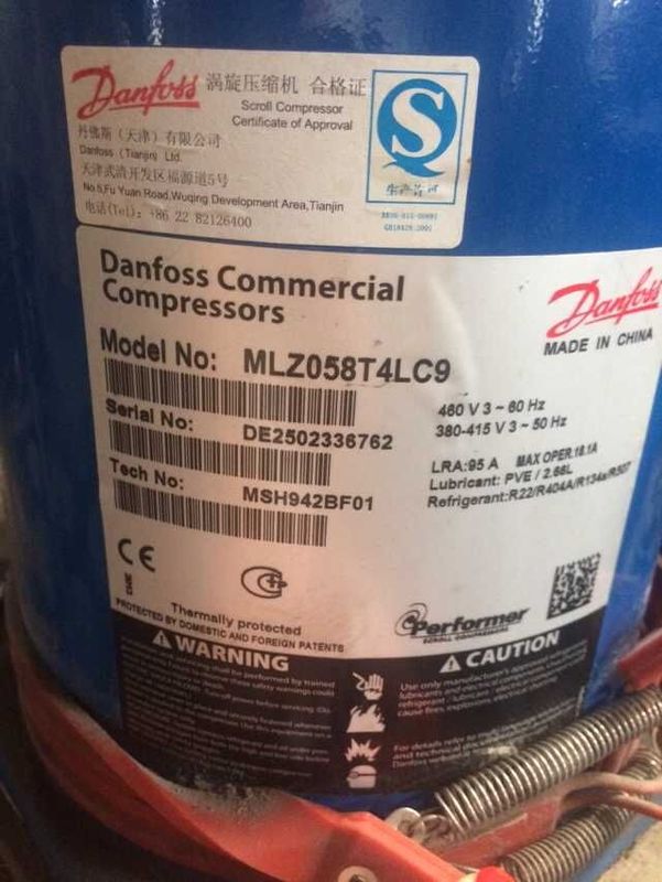 danfoss het Type van de Airconditionerrol van Mlz058t4lc9 de compressor van de rolkoeling voor koude ruimte koude opslag