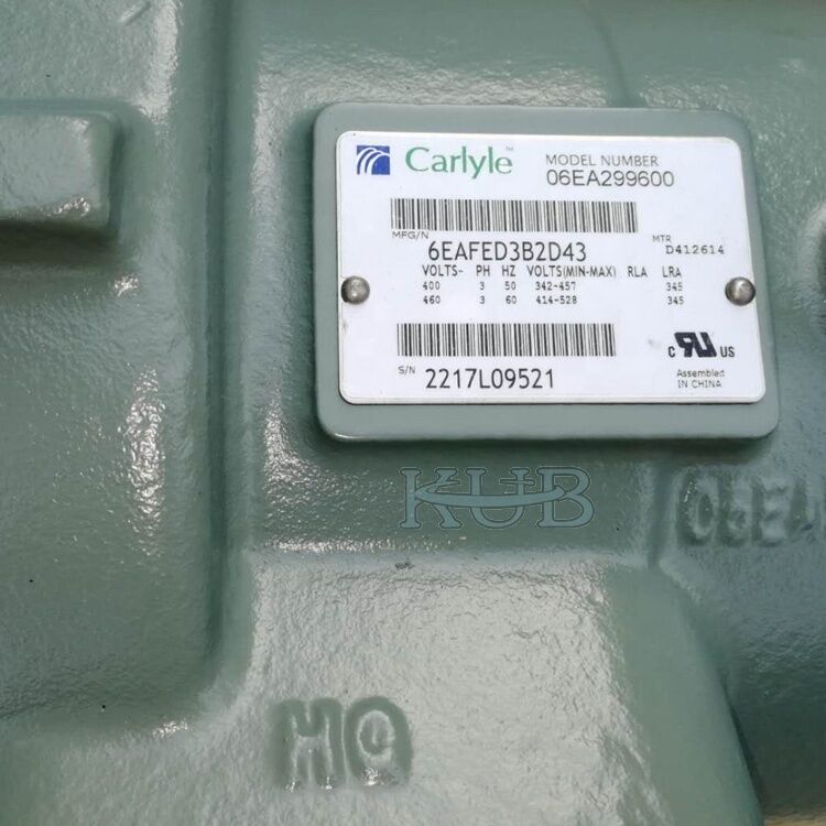 06ER4756A0 Brand New Carlyle Reciprocating Semi-Hermetic Compressor met R404A koelmiddel 400V 3PH 50Hz en 1 jaar garantie