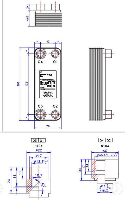 Lucht Water Boiler Mini Kleine Verdamper Bar R404A Plaat Type Warmtewisselaar Roestvrij Staal KUB Merk voor een Poedercoating Oven