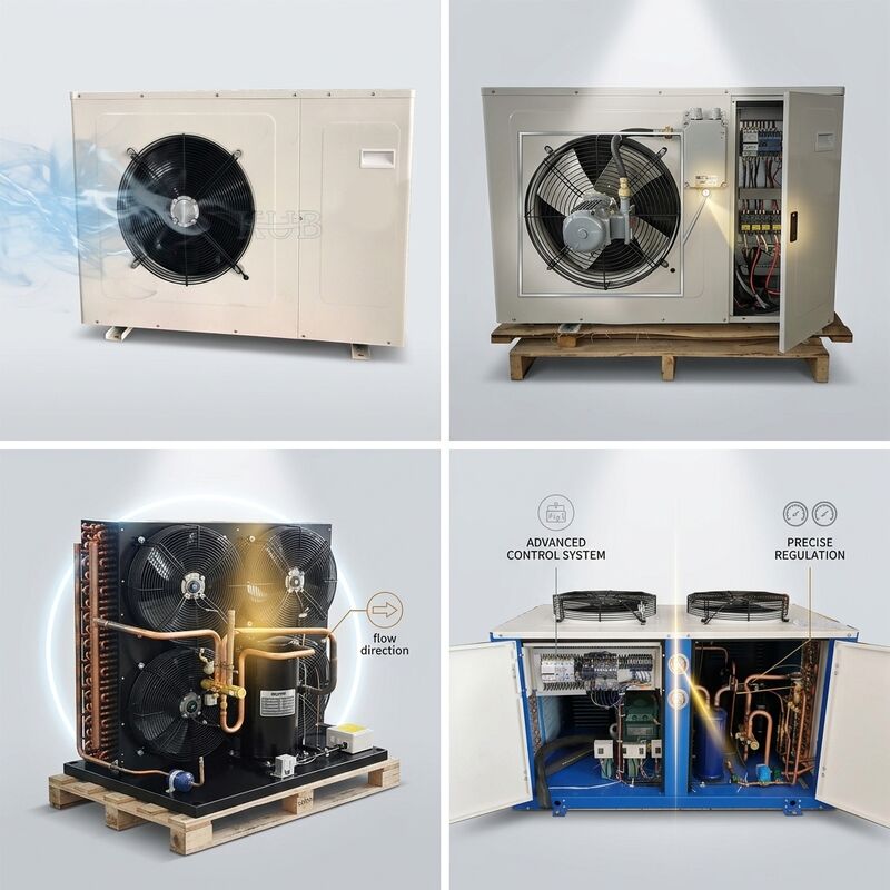 OEM ODM Aangepast merk Kleine condensatie-eenheid 2HP Hermetische R404A Gepersonaliseerd logo Kleurenpaneel Koude kamer Vriezer Condensor